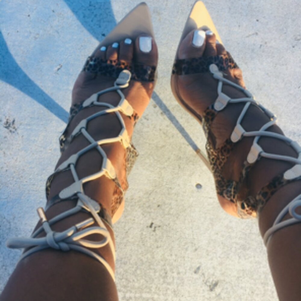 sexy gator tie up the leg  leopard sandals
